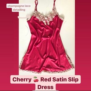 Cherry 🍒 Red Satin Slip Dress